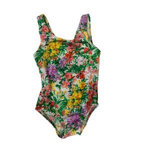 Bunz Kidz Girls Infant baby Size 24 Months 1 Piece Swimsuit Flower Green Yellow
